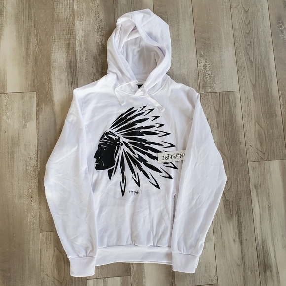 𝅺RING OF FIRE Hoodie Indian Chief print - Picture 1 of 3